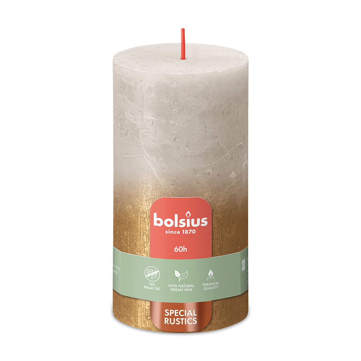 Bolsius Rustik Bougie à tête ronde Orange automnale