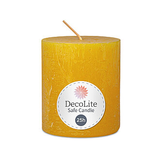 DecoLite DecoLite: Rustic Stumpenkerzen 80/70 mm (Safe Candle) - 4 Stück - gelb Artikelvorschau DecoLite: Rustic Stumpenkerzen 80/70 mm (Safe Candle) - 4 Stück - gelb