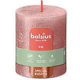 Rustik Shimmer Stumpenkerze von Bolsius in der Farbe Rosa in der Größe 8x6,8cm.
