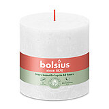 Rustik Stumpenkerze von Bolsius in der Farbe Wolkiges-Weiss mit den Maßen 10 x 10 cm (H/DM)