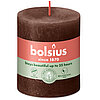 Rustik Stumpenkerze durchgefärbt von Bolsius in der Farbe Schokoladenbraun mit den Maßen 80/68mm (H/DM)
