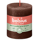 Rustik Stumpenkerze durchgefärbt von Bolsius in der Farbe Schokoladenbraun mit den Maßen 80/68mm (H/DM)