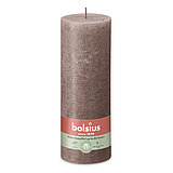 Rustik Stumpenkerze von Bolsius in der Farbe Rustikales Taupe in der Größe 19x6,8 cm