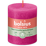 Rustik Stumpenkerze durchgefärbt von Bolsius in der Farbe Fuchsia mit den Maßen 80/68mm (H/DM)