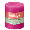 Rustik Stumpenkerze durchgefärbt von Bolsius in der Farbe Fuchsia mit den Maßen 80/68mm (H/DM)