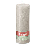 Rustik Stumpenkerze von Bolsius in der Farbe Sandgrau in der Größe 19x6,8 cm