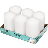 6 Stumpenkerzen von Bolsius Professional in der Größe 15x7,8cm in der Farbe weiß.