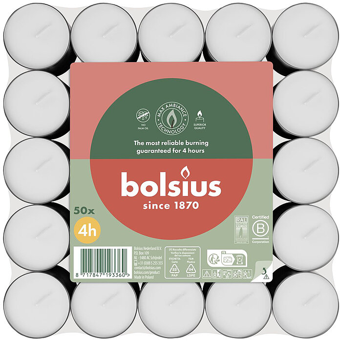 Bolsius Teelichte 4h im 50er Flatpack