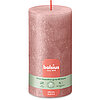 Rustik Shimmer Stumpenkerze von Bolsius in der Farbe Rosa in der Größe 13x6,8cm