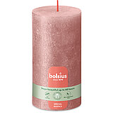 Rustik Shimmer Stumpenkerze von Bolsius in der Farbe Rosa in der Größe 13x6,8cm