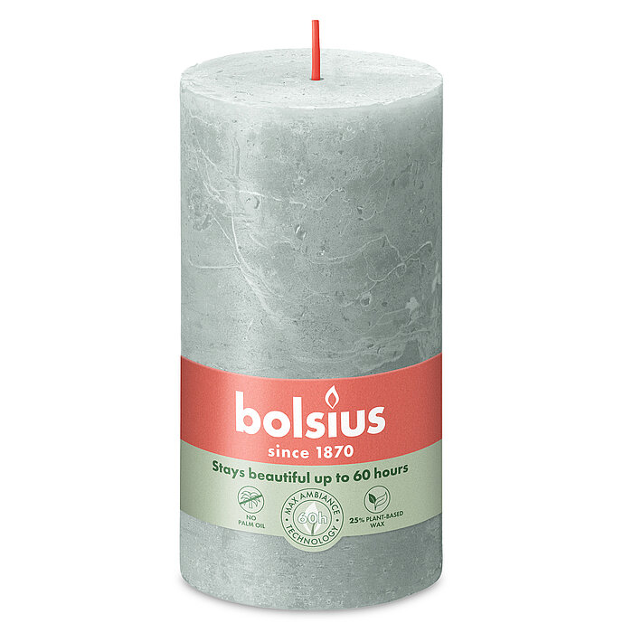 Rustik Stumpenkerze von Bolsius in der Farbe Jade Grün in der Größe 13x6,8 cm
