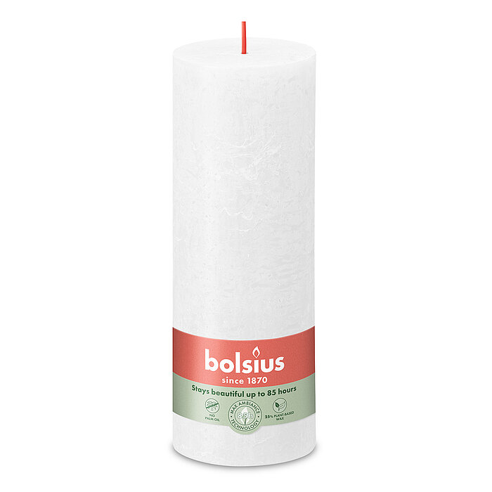 Rustik Stumpenkerze von Bolsius in der Farbe Wolkiges weiss in der Größe 19x6,8 cm