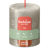 Rustik Shimmer Stumpenkerze von Bolsius in der Farbe Champagner in der Größe 8x6,8cm.