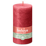 Rustik Stumpenkerze von Bolsius in der Farbe Zartes Rot in der Größe 13x6,8 cm