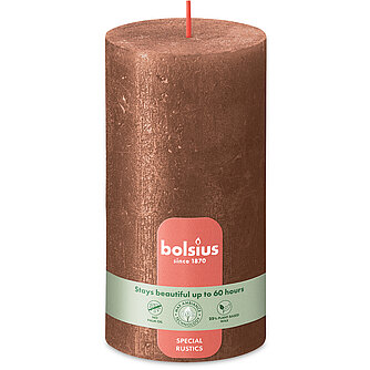 Bolsius Rustik Stumpenkerzen Shimmer 130/68 mm - Kupfer (1 Stück) Artikelvorschau Rustik Stumpenkerzen Shimmer 130/68 mm - Kupfer (1 Stück)