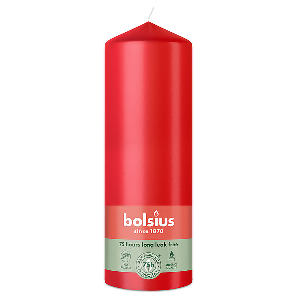 Bolsius Stumpenkerze Rot – 15 Cm Hoch, Ca. 65 Stunden Brenndauer, Für Innen