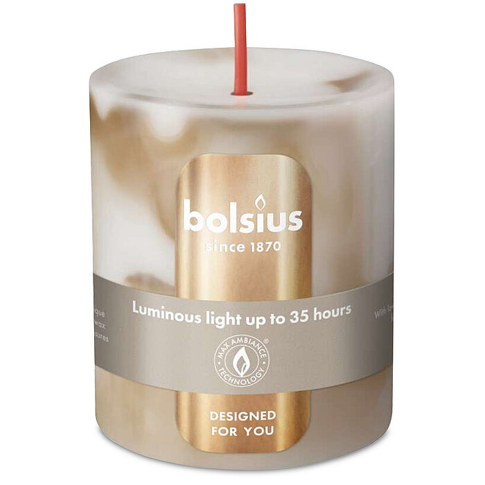 Beige Marble Stumpenkerze mit Marmor-Effekt Einzelartikel