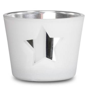 Teelichthalter Spiegelglas STAR - 4,5 x 6 cm (1 Stück) - white