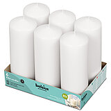 6 Stumpenkerzen von Bolsius Professional in der Größe 20x6,8cm in der Farbe weiß.