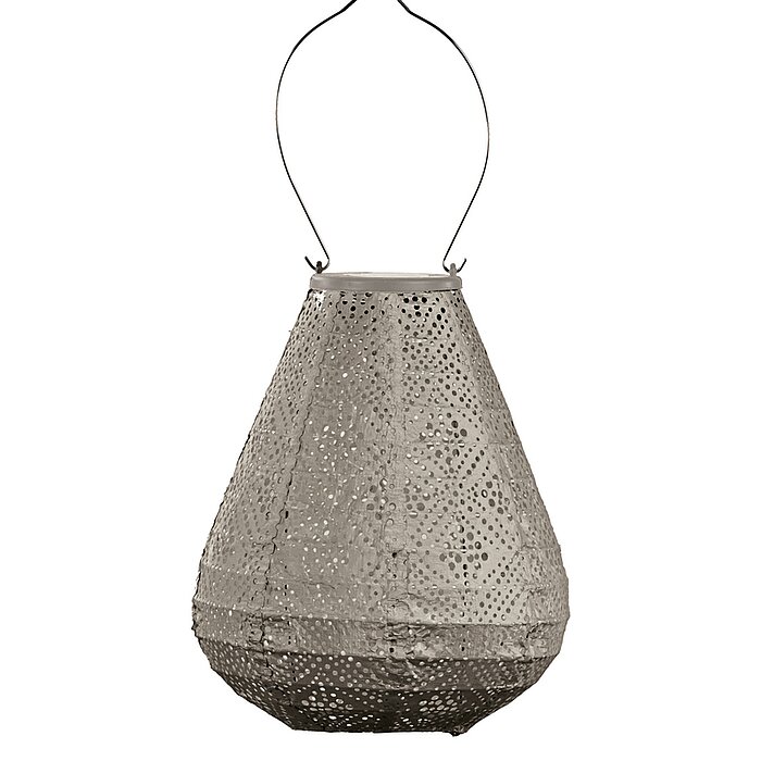 Eine Solar-Laterne von Lumiz mit Tulpen-Form in der Farbe Taupe mit Topaze-Muster in der Größe 225/200mm.