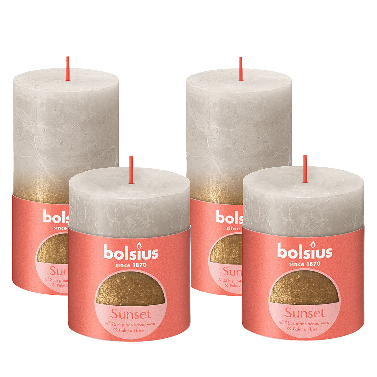 BOLSIUS Rote Spitzkerzen, 4er-Set, 25,4 Cm Lang – Geruchlos, Rauchfrei & Tropffrei, 7,5 Std. Brenndauer