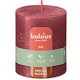 Rustik Shimmer Stumpenkerze von Bolsius in der Farbe Rot in der Größe 8x6,8cm.