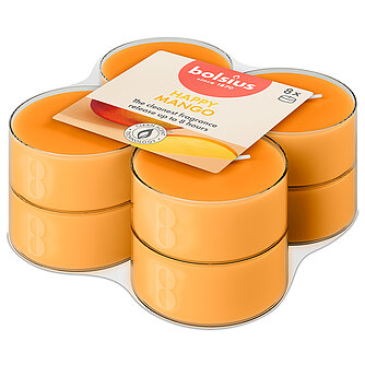 Bolsius True Scents Maxi-Lichte Clear Cup - Mango (8er Pack) Artikelvorschau True Scents Maxi-Lichte Clear Cup - Mango (8er Pack)