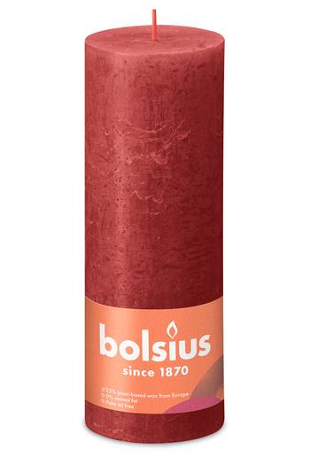 Rustik Stumpenkerzen Shine Kollektion 190/68 mm - Zartes Rot (4 Stück)