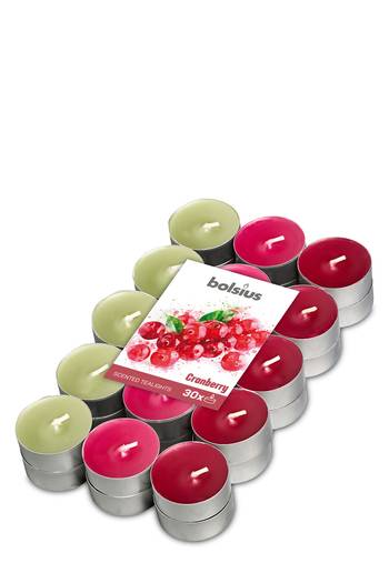Duft-Teelichte 3-farbig - Cranberry (30er Pack)
