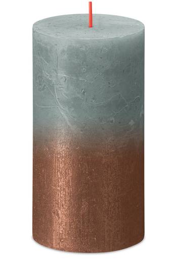 Bolsius: Rustik Sunset 130/68 mm - Eukalyptusgrün/Kupfer (4 Stück)