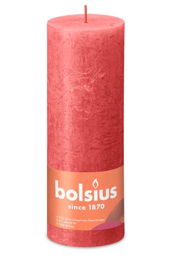 Rustik Stumpenkerzen Shine Kollektion 190/68 mm - Rosa Blüte (4 Stück)