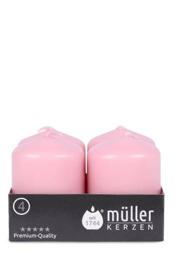 Müller: Stumpenkerzen 62/48 mm - rosa (4er Pack)