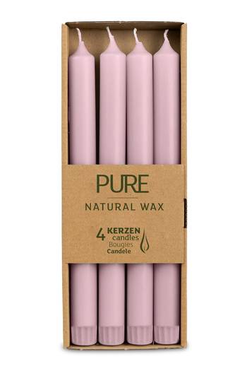 Wenzel Pure Natural Wax Stabkerzen - antikrosa (4er Pack)