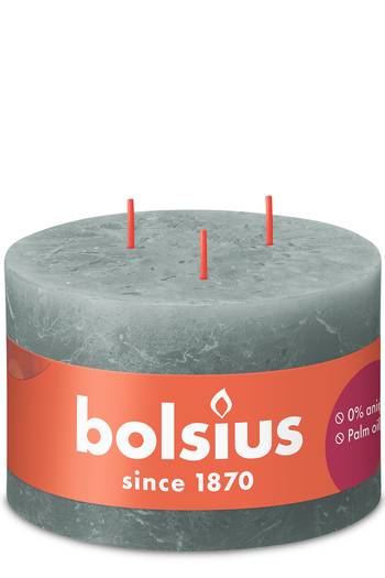 Bolsius: Rustik Shine 3-Docht Kerze (1 Stück) - Eukalyptusgrün