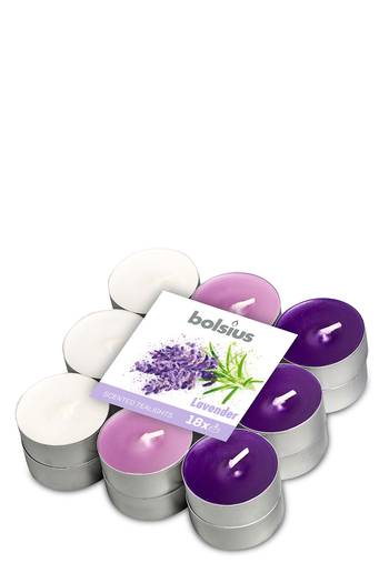 Duft-Teelichte 3-farbig - Lavendel (18er Pack)