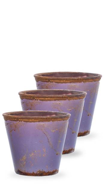 Teelichthalter Flower Pot 8/9 cm (3er Set) - violett
