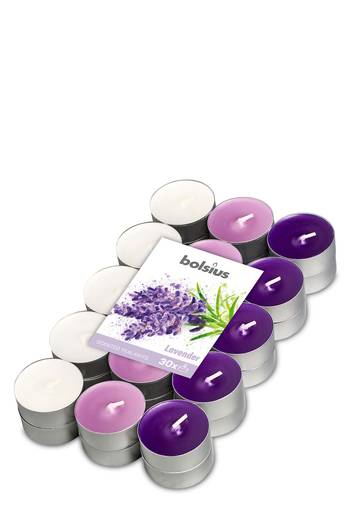Duft-Teelichte 3-farbig - Lavendel (30er Pack)